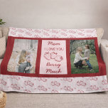 Strawberry I Love You Mom Mother's Day Photo Fleece Blanket<br><div class="desc">Personalized Mom Photo Blanket – “I Love You Berry Much” Strawberry Two Photo Blanket, Custom Mother’s Day Gift for Mom, Birthday or Christmas Gift for Mom Wrap Mom in love with this personalized “I Love You Berry Much” Mom photo blanket, a sweet and sentimental keepsake designed to celebrate the special...</div>