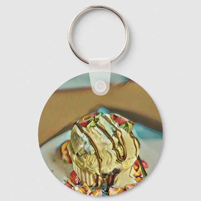 Strawberry ice cream cake key ring (Front)