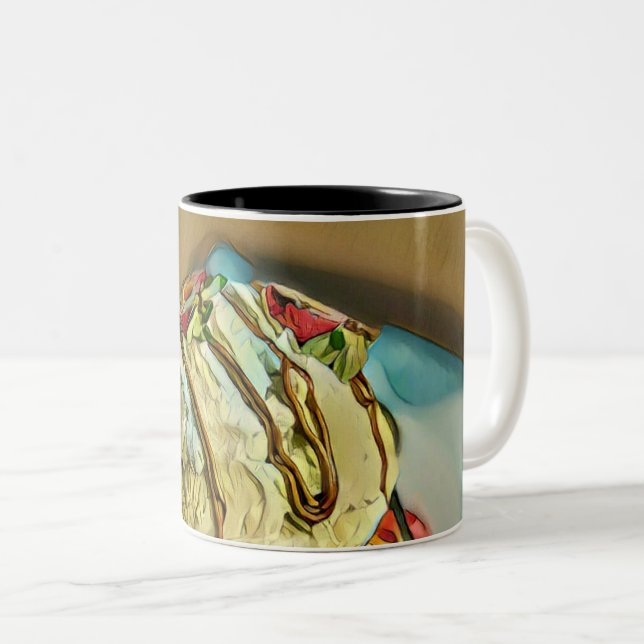 Strawberry ice cream cake Two-Tone coffee mug (Front Right)
