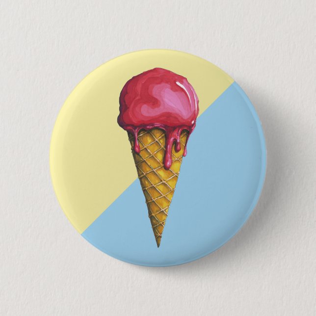 Strawberry Ice-cream cone 6 Cm Round Badge (Front)