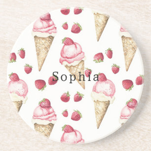 Strawberry Ice Cream Cones Coaster
