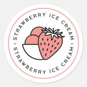 Strawberry ice cream flavour classic round sticker