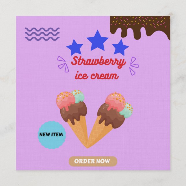 Strawberry ice cream 🍓  invitation (Front)