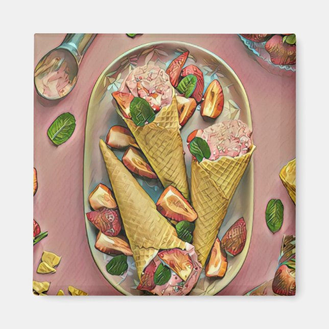 Strawberry ice cream magnet (Front)