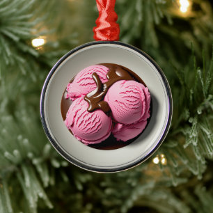 Strawberry Ice Cream Metal Tree Decoration