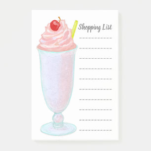Strawberry Ice Cream Milkshake Shopping List Post-it Notes