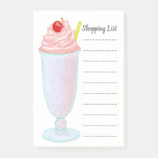 Strawberry Ice Cream Milkshake Shopping List Post-it Notes