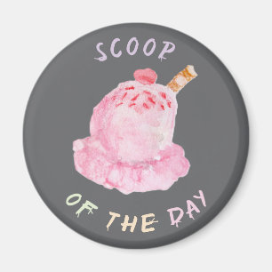 Strawberry ice cream scoop chalkboard look magnet