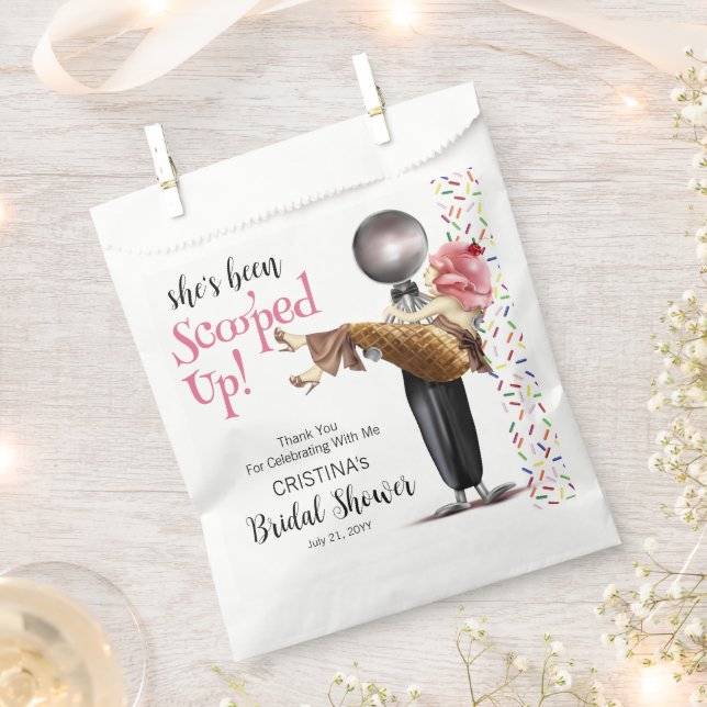 Strawberry Ice cream Scooped Up Bridal Shower Favour Bags (Clipped)