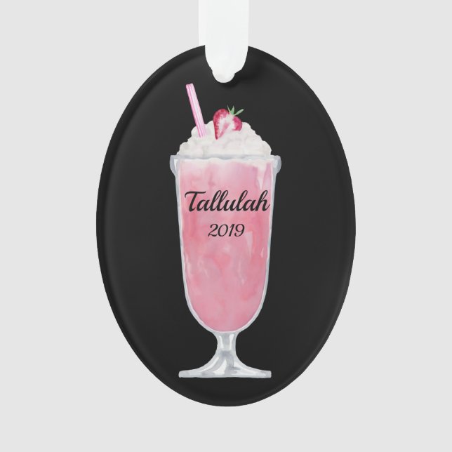 Strawberry Ice Cream Soda Personalized Ornament (Front)