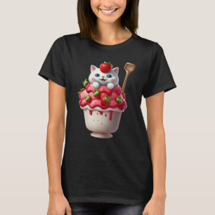 Strawberry Ice Cream Sundae Kitten Gelato Berry Ca T-Shirt