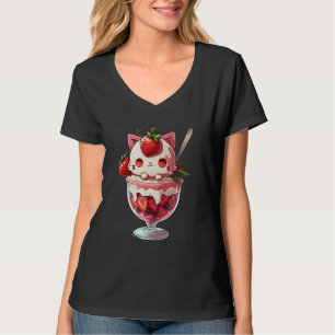 Strawberry Ice Cream Sundae Kitten Gelato Berry Ca T-Shirt