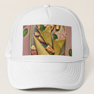 Strawberry ice cream trucker hat