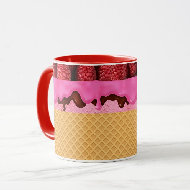 Strawberry Ice Cream with Waffle Cone Mug (Front Left)