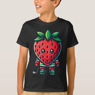 Strawberry Ice Hockey Cute Berry Player  T-Shirt