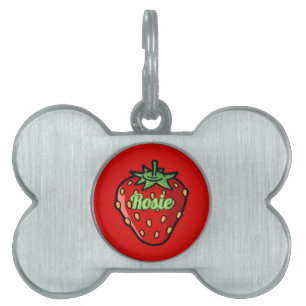 Strawberry Icon Pet Name Tag