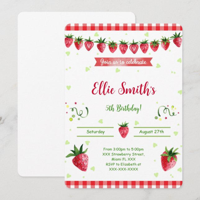 Strawberry Invitation (Front/Back)