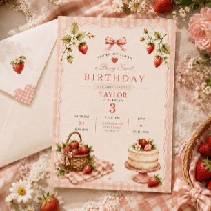 Strawberry Invitation – A Berry Sweet Birthday