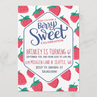 Strawberry Invitation for Girls Summer Party