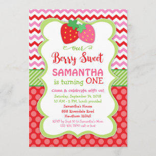 strawberry invitation, strawberry birthday invite