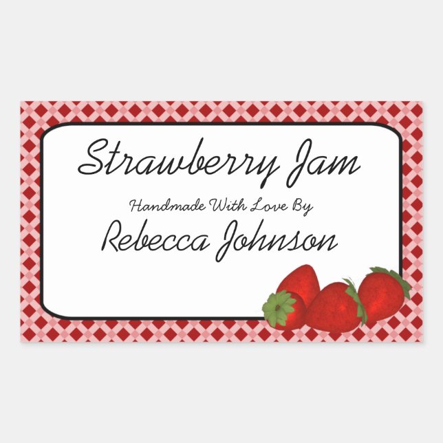 Strawberry Jam Custom Text Jar Label (Front)
