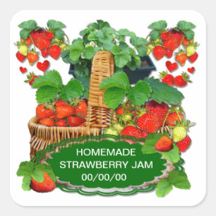 Strawberry Jam Custom Text Square Sticker
