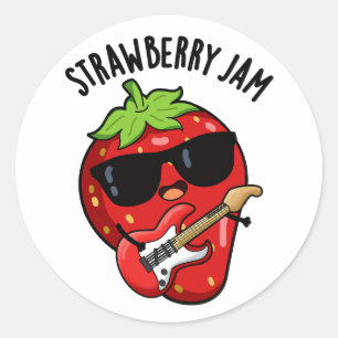 Strawberry Jam Funny Fruit Pun Classic Round Sticker