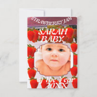 Strawberry Jam jar with baby photo design