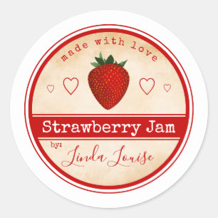 strawberry jam labels classic round sticker
