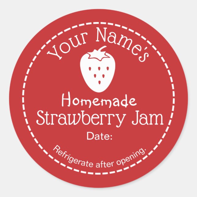 Strawberry Jam Personalised Canning Label Homemade (Front)