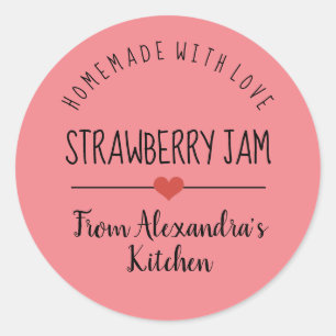 Strawberry jam pink homemade with love   classic r classic round sticker