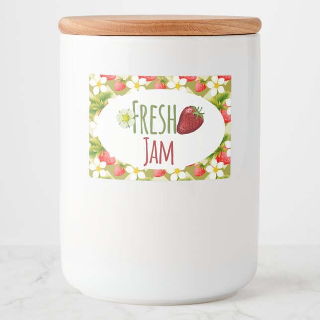 Strawberry Jam Preserves Canning Label (Front)