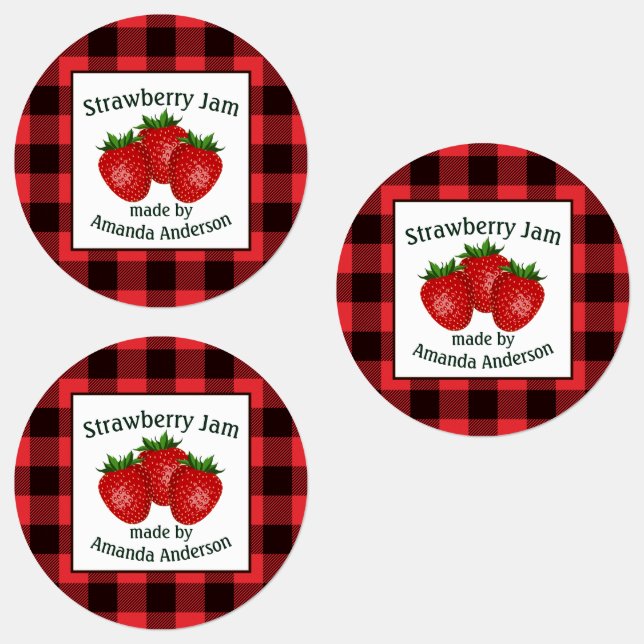 Strawberry Jam Preserves Plaid C Food Label (Group)