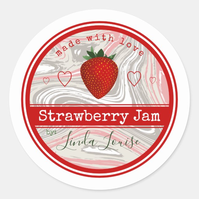 strawberry jam swirl labels classic round sticker (Front)