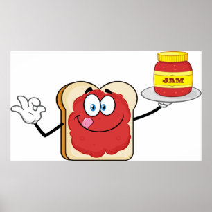 Strawberry Jam Toast Cartoon Character Poster