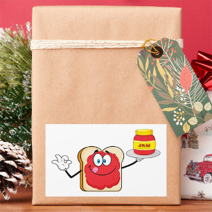 Strawberry Jam Toast Cartoon Character Rectangular Sticker