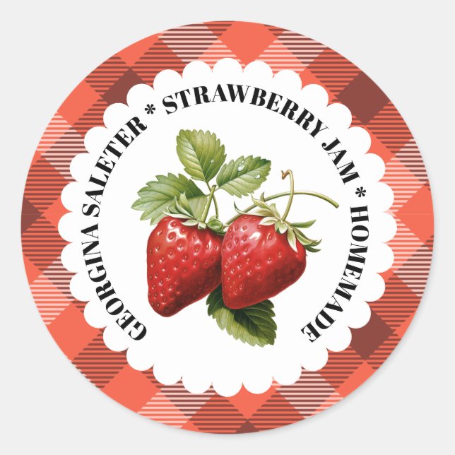 Strawberry Jam Vintage Label Preserve Label (Front)