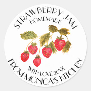 Strawberry Jam Watercolor Fruit Kitchen Preserves Classic Round Sticker