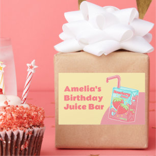 Strawberry Juice Box Birthday Party Rectangular Sticker