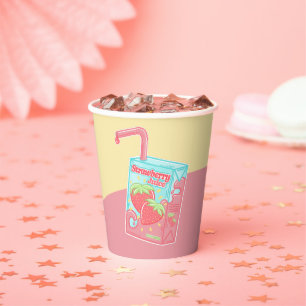 Strawberry Juice Box Paper Cups
