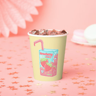 Strawberry Juice Box Yellow Paper Cups