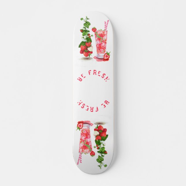 Strawberry Juice Cool Drink Fruits Skateboard (Front)