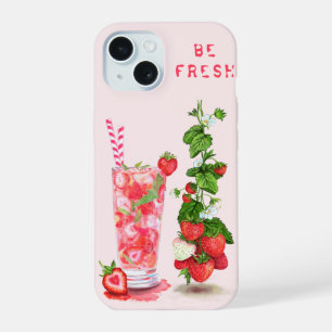 Strawberry Juice Drink iPhone Case - Custom Text