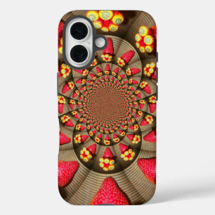 Strawberry Kaleidoscope   Colourful Red Delight Ar iPhone 16 Case