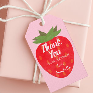 Strawberry Kids Birthday Thank You Gift Tags