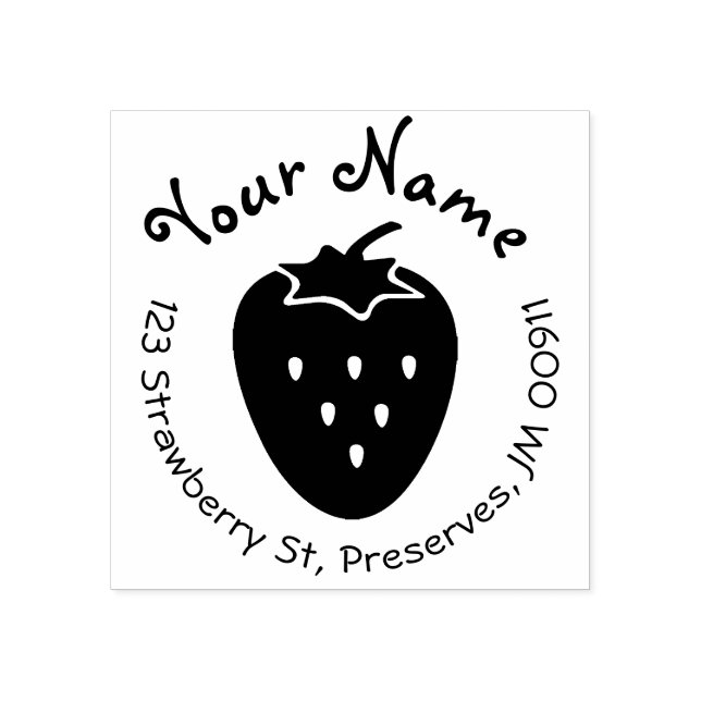 Strawberry Kids Cute Return Address Stamp Round (Imprint)