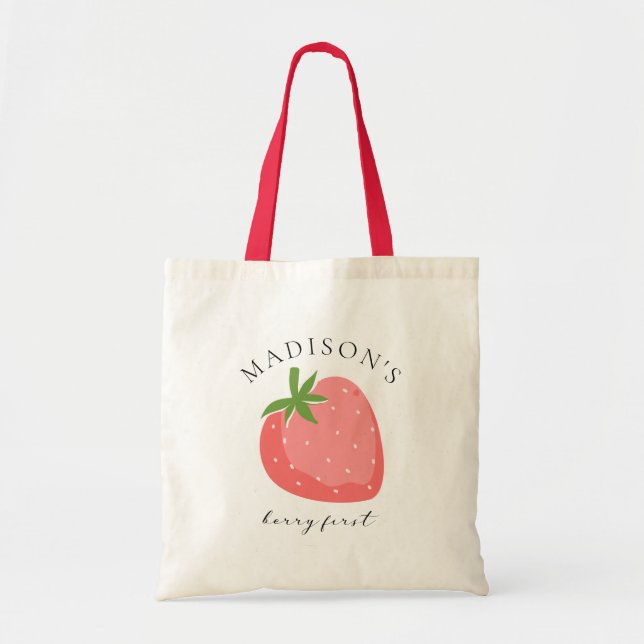 Strawberry Kids Tote Bag Berry First Birthday  (Front)