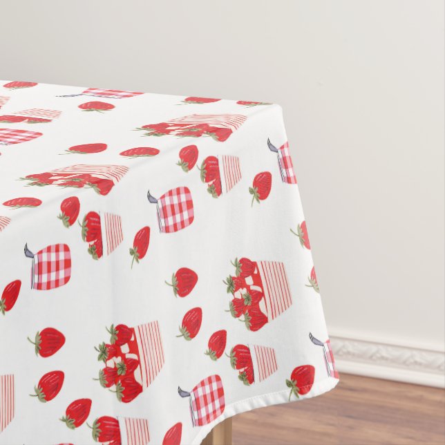 Strawberry Kitchen Summer Country Farmhouse Tablecloth (In Situ)