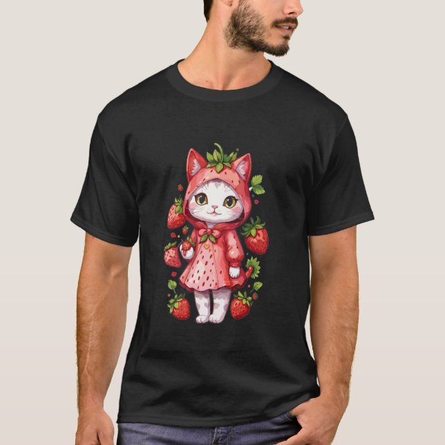 Strawberry Kitten Rain Coat T-Shirt (Front)
