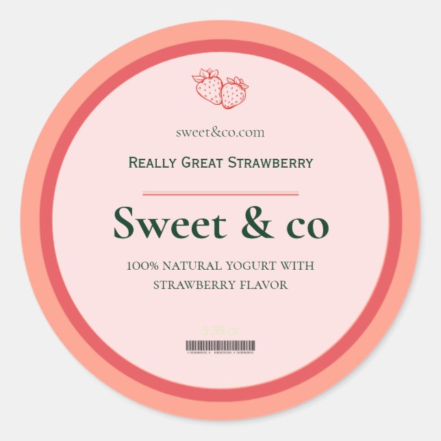Strawberry Labels, Mason Jar Labels, Body Butter  Classic Round Sticker (Front)